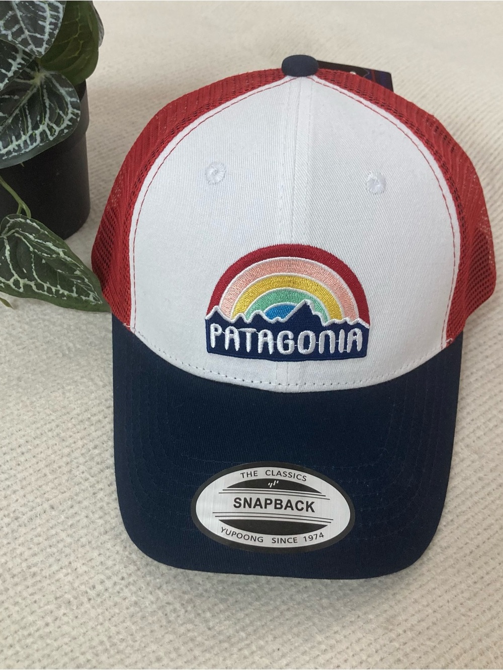 Patagonia Red White Navy Rainbow Patch Trucker Hat